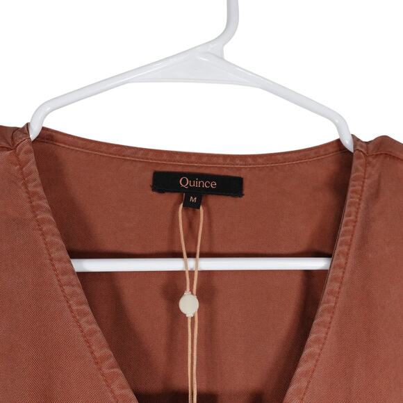 New Quince Womens Medium Vintage Wash Tencel Button Front Dress Terracotta 3856Y - Picture 7 of 10